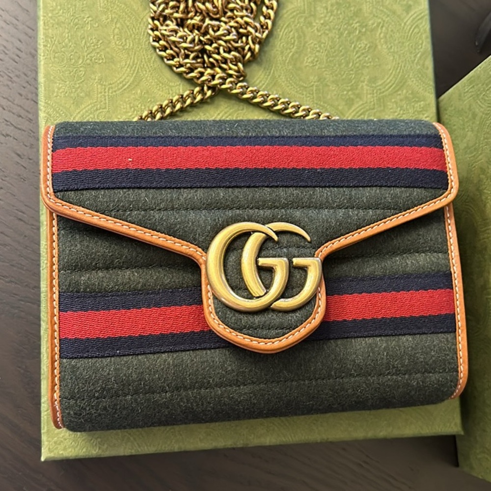 Gucci Mini Bag in Green with Red and Gold Accents